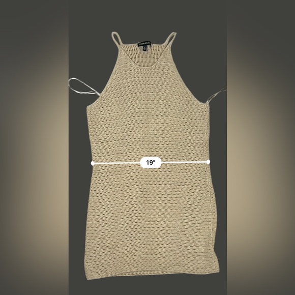 Banana Republic Pale Khaki Crochet Knit Midi Dress Halter Straps – Size XL - Picture 11 of 14